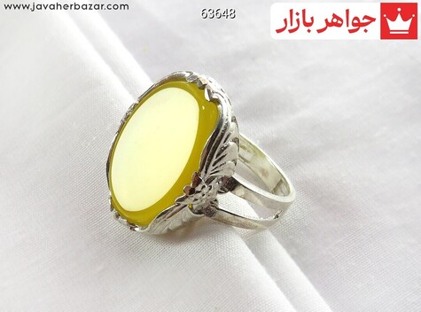 انگشتر نقره عقیق زرد طرح ساجده زنانه [شرف الشمس] - 63648